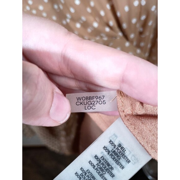 Calvin Klein Brown Polka Dot Belted Sleeveless Handkerchief Maxi Dress Size 24W - Picture 10 of 11